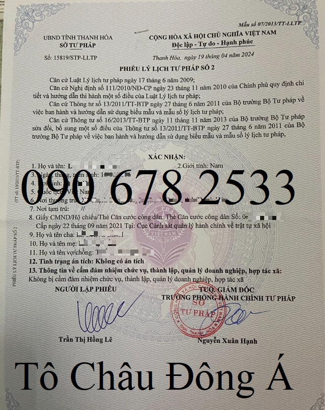 Lý lịch tư pháp Tây Ninh siêu tốc, giá cạnh tranh